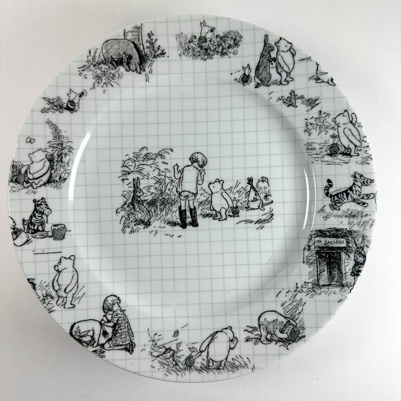 Disney Winnie the Pooh 10" Dinner Plates Set 4 Classic Sketch Christopher Robin - Picture 2 of 14